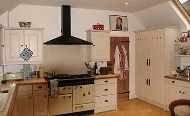 renovated farmhouse kitchen in listed cottage